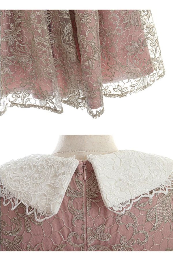 画像14: Lサイズあり【DEA./ディア】2WAY襟付き/ レース/ ノースリーブ/ クラシック/ ワンピース/ ひざ丈/ ミディアム/ キャバドレス【OF08】 (14)