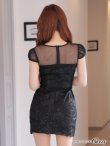 画像9: XSサイズあり【ROBE de FLEURS Glossy/ローブ・ド・フルール グロッシー】フロントジップ/ ZIP 刺繍レース/ 袖あり/ ストレッチ/ タイト/ ミニドレス/ キャバドレス[OF2] (9)