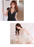 画像5: XSサイズあり【ROBE de FLEURS Glossy/ローブ・ド・フルール グロッシー】フロントジップ/ ZIP 刺繍レース/ 袖あり/ ストレッチ/ タイト/ ミニドレス/ キャバドレス[OF2] (5)