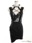 画像12: XS〜Lサイズあり【ROBE de FLEURS Glossy/ローブ・ド・フルール グロッシー】バストクロス/ 変形スカート/ ケミカルレース/ ストレッチ/ タイト/ ミニドレス/ キャバドレス[OF2] (12)