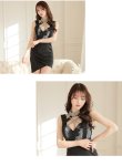 画像2: XS〜Lサイズあり【ROBE de FLEURS Glossy/ローブ・ド・フルール グロッシー】バストクロス/ 変形スカート/ ケミカルレース/ ストレッチ/ タイト/ ミニドレス/ キャバドレス[OF2] (2)