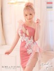 画像2: XSサイズあり【ROBE de FLEURS/ローブドフルール】ジップ / ZIP/ シフォンリボン/ ワンショル/ サイドシアー/ タイト/ レースクリスタルドレス/ ミニドレス/ キャバドレス (2)