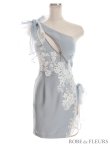 画像9: XSサイズあり【ROBE de FLEURS/ローブドフルール】ジップ / ZIP/ シフォンリボン/ ワンショル/ サイドシアー/ タイト/ レースクリスタルドレス/ ミニドレス/ キャバドレス[OF2] (9)