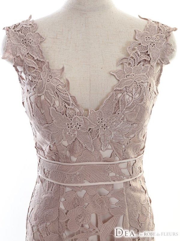 画像10: XS?Lサイズあり【DEA./ディア】ワンピース/ ケミカルレース/ ノースリーブ/ タイト/ ひざ丈/ ミディアムドレス/ キャバドレス【OF08】 (10)