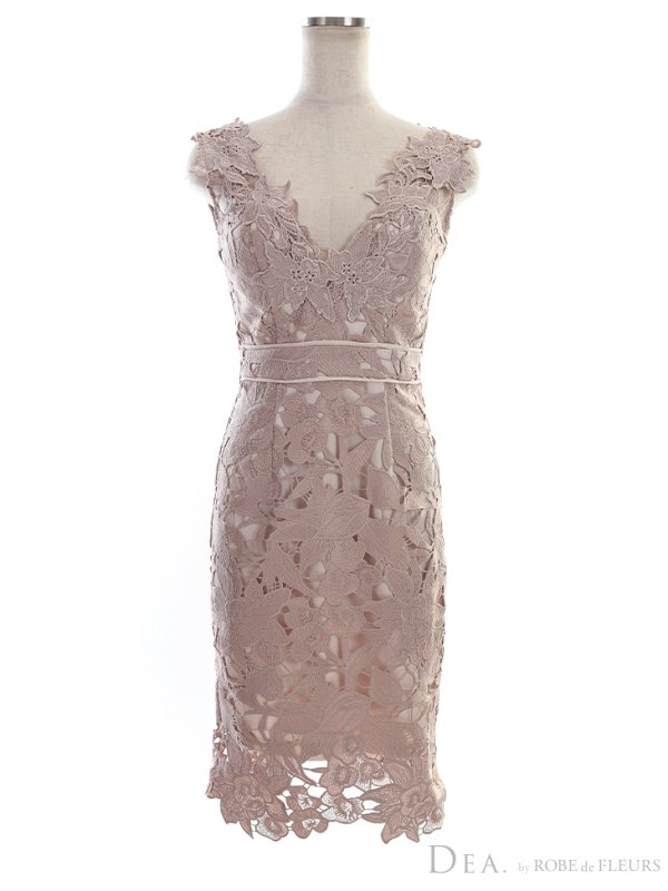 画像14: XS?Lサイズあり【DEA./ディア】ワンピース/ ケミカルレース/ ノースリーブ/ タイト/ ひざ丈/ ミディアムドレス/ キャバドレス【OF08】 (14)