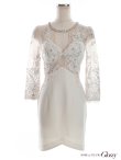 画像26: XSサイズあり【ROBE de FLEURS Glossy/ローブ・ド・フルール グロッシー】アメスリ/ ビジュー/ 刺繍レース/ サイドシアー/ チュールスリーブ/ 長袖/ 袖あり/ アシメ/ タイト/ ミニドレス/ キャバドレス[OF2] (26)
