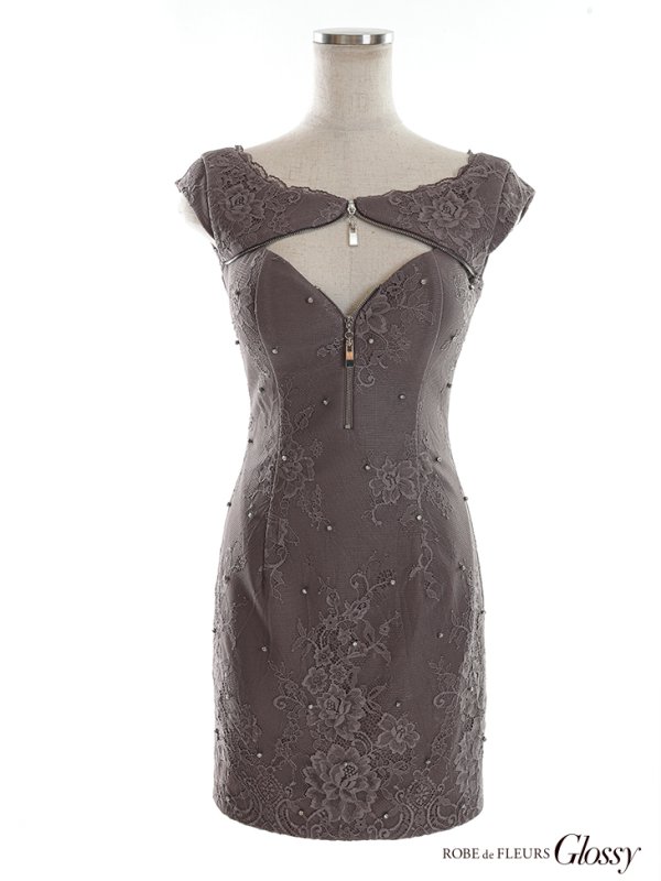 画像15: XSサイズあり【Glossy/グロッシー】 ジップ/ ビジュードット/ ストレッチ/ タイト/ ミニドレス/ キャバドレス【HC02】 (15)