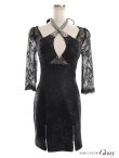 画像16: XS〜Lサイズあり【ROBE de FLEURS Glossy/ローブ・ド・フルール グロッシー】ホルターネック/ アメスリ/ レーススリーブ/ 七分袖/ 長袖/ 袖あり/ ジップ/ タイト/ ミニドレス/ キャバドレス[OF2] (16)
