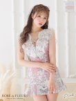 XS〜Lサイズあり【ROBE de FLEURS/ローブドフルール】セットアップ/ スカートパンツ/ フロントクロス/ フリル/ ミニドレス/ キャバドレス　アイボリー