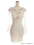画像8: 【ROBE de FLEURS/ローブドフルール】バストカット/ レース/ ビジュー/ リボン/ 長袖 / 袖あり/ タイト/ ミニドレス/ キャバドレス[OF2] (8)