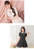 画像15: XSサイズあり【ROBE de FLEURS/ローブドフルール】ツイード/ 襟付きジップ/ フレア/ ミニドレス/ キャバドレス[OF2] (15)