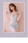 画像7: XSサイズあり【ROBE de FLEURS/ローブドフルール】リボン/ 格子柄/ フリル/ フラワーレース/ ビジュー/ タイト/ ミニドレス/ キャバドレス[OF08] (7)