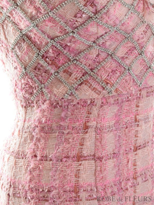 画像10: XSサイズあり【ROBE de FLEURS/ローブドフルール】ラメツイード/ 大粒ビジュー/ フリル/ タイト/ ミニドレス/ キャバドレス[OF08] (10)