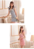 画像4: XSサイズあり【ROBE de FLEURS/ローブドフルール】ラメツイード/ 大粒ビジュー/ フリル/ タイト/ ミニドレス/ キャバドレス[OF2] (4)
