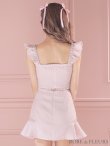 画像7: XSサイズあり【ROBE de FLEURS/ローブドフルール】スプリングツイード/ パール/ フリル/ セットアップ/ ミニドレス/ キャバドレス[OF2] (7)