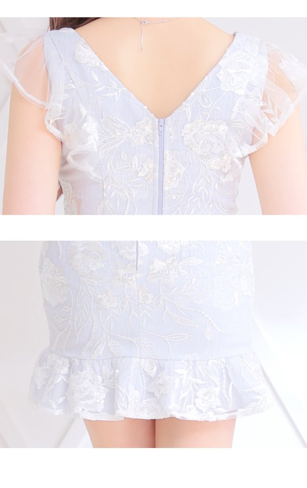 画像14: XSサイズあり【ROBE de FLEURS/ローブドフルール】スパンコール/ フラワーレース/ セットアップ/ ノースリーブ/ ミニドレス/ キャバドレス[OF2] (14)