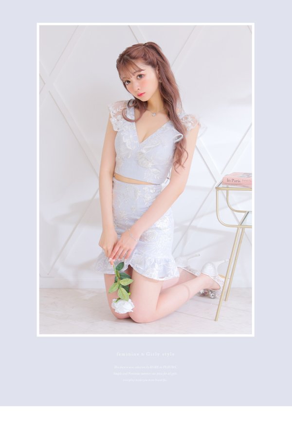 画像11: XSサイズあり【ROBE de FLEURS/ローブドフルール】スパンコール/ フラワーレース/ セットアップ/ ノースリーブ/ ミニドレス/ キャバドレス[OF2] (11)