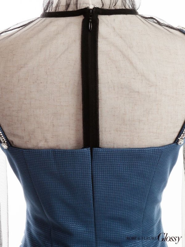 画像3: XSサイズあり【Glossy/グロッシー】チュールスリーブ/ 袖あり/ 長袖/ ストレッチ/ タイト/ ミニドレス/ キャバドレス【OF08】 (3)