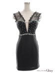 画像14: 【ROBE de FLEURS Glossy/ローブ・ド・フルール グロッシー】スパンコール付きレース/ ノースリーブ/ ストレッチ/ サイドチュール/ タイト/ ミニドレス/ キャバドレス[OF2] (14)