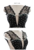 画像12: 【ROBE de FLEURS Glossy/ローブ・ド・フルール グロッシー】スパンコール付きレース/ ノースリーブ/ ストレッチ/ サイドチュール/ タイト/ ミニドレス/ キャバドレス[OF2] (12)