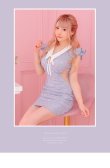 画像2: XSサイズあり【ROBE de FLEURS/ローブドフルール】リボン/ 襟付き/ フリル/ サイドシアー/ ビジュー/ タイト/ ミニドレス/ キャバドレス[OF2] (2)