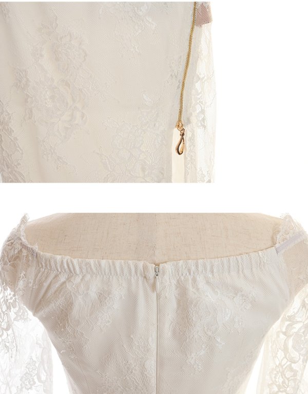 画像15: Lサイズあり【Glossy/グロッシー】ジップ/ ZIP/ オフショル/ サイドレース/ スリット/ ロングドレス/ キャバドレスlong[OF08] (15)