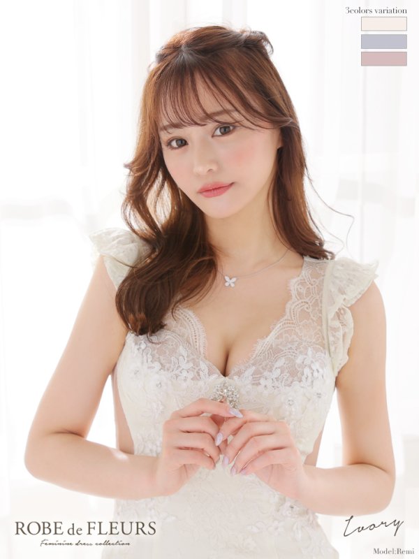 画像1: 【ROBE de FLEURS/ローブドフルール】ビジュー/ サイドシアー/ レース/ 立体フラワー/ ノースリーブ/ タイト/ ミニドレス/ キャバドレス[OF08] (1)