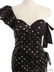 画像12: 【ROBE de FLEURS/ローブドフルール】ドットレース/ マーメイド/ リボン/ アシンメトリー/ タイト/ ひざ丈/ ミディアムドレス/ キャバドレス[OF2] (12)