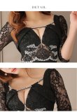 画像17: 即日発送中！【ROBE de FLEURS Glossy/ローブ・ド・フルール グロッシー】レーススリーブ/ 七分袖/ 長袖/ 袖あり/ ウエストシースルー/ ジップ/ タイト/ ミニドレス/ キャバドレス[OF2] (17)