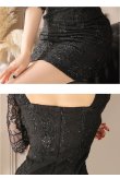画像18: 即日発送中！【ROBE de FLEURS Glossy/ローブ・ド・フルール グロッシー】レーススリーブ/ 七分袖/ 長袖/ 袖あり/ ウエストシースルー/ ジップ/ タイト/ ミニドレス/ キャバドレス[OF2] (18)