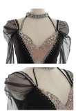 画像18: 【ROBE de FLEURS Glossy/ローブ・ド・フルール グロッシー】アメスリ/ ビジューホルター/ レース/ チュールスリーブ/ 長袖/ 袖あり/ タイト/ ミニドレス/ キャバドレス[OF2] (18)