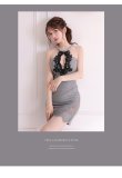 画像4: XSサイズあり【ROBE de FLEURS Glossy/ローブ・ド・フルール グロッシー】ホルターネック/ アメスリ/ バストフラワーモチーフ/ ストレッチ/ タイト/ ミニドレス/ キャバドレス[OF2] (4)