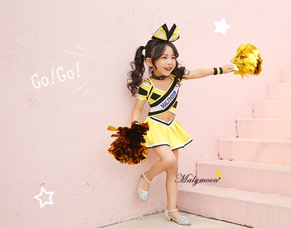 画像6: 【即日発送】チアガール/ チアリーダーキッズ女の子用《ハロウィンコスプレ5点セット》【Malymoon/マリームーン】[HC03] (6)