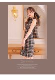 画像4: Lサイズあり【DEA.by ROBE de FLEURS/ディアバイローブドフルール】ノースリーブ/ ツイード/ フリンジ/ タイト/ ミディアム丈/ ワンピース/ キャバドレス[OF2] (4)