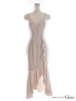 画像47: 【ROBE de FLEURS Glossy/ローブ・ド・フルール グロッシー】マーメイド/ バックレースアップ/ キャミ/ ビジュー/ アシンメトリーフリル/ タイト/ マキシ丈/ キャバドレス[OF2] (47)
