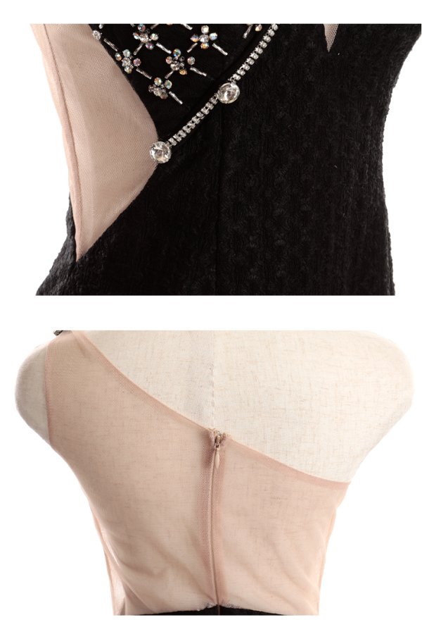 画像7: 【Glossy/グロッシー】ワンショルダー/ アシンメトリー/ ビジュー/ ストレッチ/ シアー/ タイト/ ミニドレス/ キャバドレス【OF08】 (7)