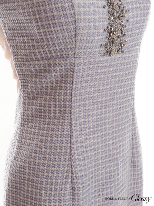 画像14: XSサイズあり【Glossy/グロッシー】スプリングツイード/ ビジュージッパー/ シアー/ ノースリーブ/ タイト/ ミニドレス/ キャバドレス【HC02】 (14)