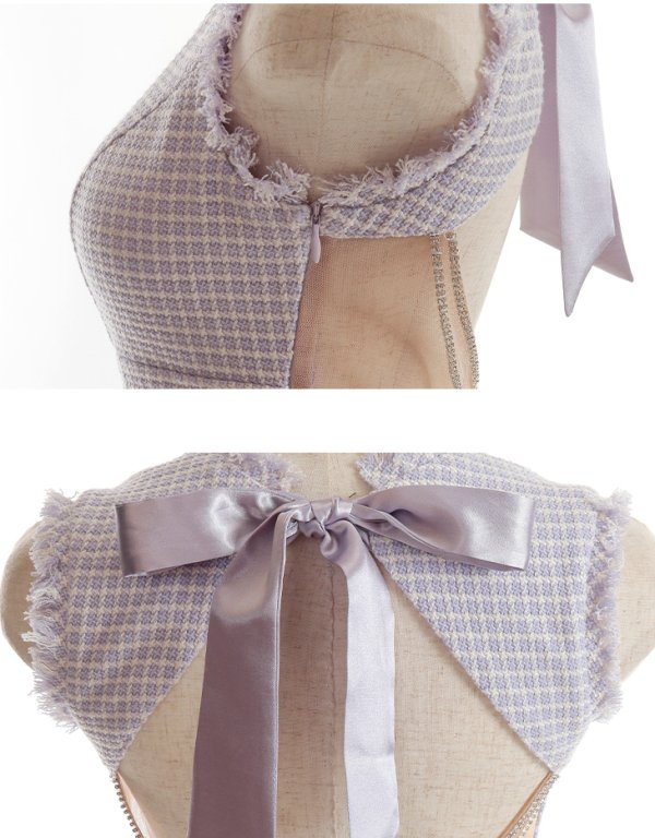 画像18: XSサイズあり【Glossy/グロッシー】スプリングツイード/ ビジュージッパー/ シアー/ ノースリーブ/ タイト/ ミニドレス/ キャバドレス【HC02】 (18)