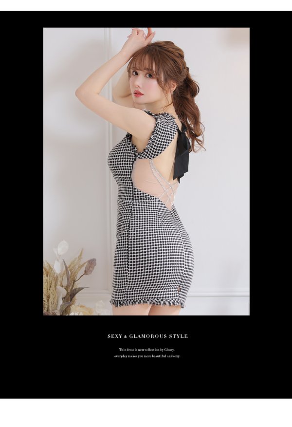 画像22: XSサイズあり【Glossy/グロッシー】スプリングツイード/ ビジュージッパー/ シアー/ ノースリーブ/ タイト/ ミニドレス/ キャバドレス【HC02】 (22)