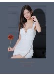 画像2: XSサイズあり【ROBE de FLEURS Glossy/ローブ・ド・フルール グロッシー】フロントジップ/ ビジュー/ ストレッチ/ ビスチェ/ タイト/ ミニドレス/ キャバドレス[OF2] (2)