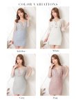 画像14: XS〜Lサイズあり【ROBE de FLEURS Glossy/ローブ・ド・フルール グロッシー】レース/ 七分袖/ 長袖/ 袖あり/ フラワーモチーフ/ タイト/ ミニドレス/ キャバドレス[OF2] (14)