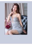 画像2: XSサイズあり【ROBE de FLEURS Glossy/ローブ・ド・フルール グロッシー】立体フラワー/ ラメ/ キャミソール/ アシンメトリー/ ワンショル/ タイト/ ミニドレス/ キャバドレス[OF2] (2)