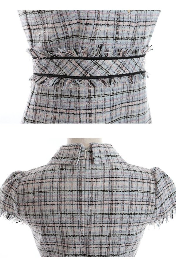 画像21: XS-Lサイズあり【DEA./ディア】ジッパー/ 襟付き/ 半袖/ 袖あり/ スプリングツイード/ タイト/ ミニドレス/ キャバドレス【OF08】 (21)