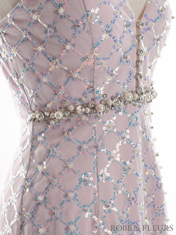 画像14: XSサイズあり【ROBE de FLEURS/ローブドフルール】スパンコール付きチュール/ アシンメトリー/ キャミソール/ フリル/ ミニドレス/ キャバドレス[OF2] (14)