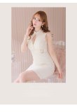 画像4: XS-Lサイズあり【DEA. by ROBE de FLEURS/ディアバイローブドフルール】ベルト/ ジップ/ ノースリーブ/ タイト/ 膝丈/ ミディアムドレス/ キャバドレス[OF2] (4)