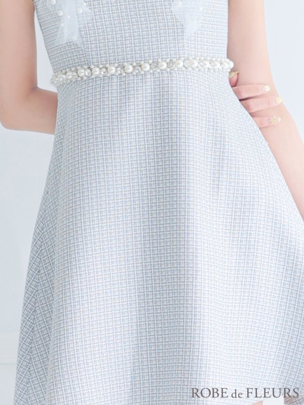 画像17: XS〜Lサイズあり【ROBE de FLEURS/ローブドフルール】レース/ ビジュー/ サマーツイード/ Aライン/ フレア/ ノースリーブ/ ミニドレス/ キャバドレス[OF08] (17)