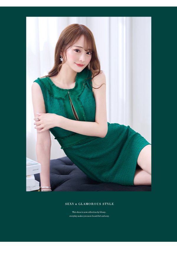 画像7: XSサイズあり【Glossy/グロッシー】ジッパー/ シンプル/ ストレッチ/ ワンカラー/ ノースリーブ/ タイト/ ミニドレス/ キャバドレス【HC02】 (7)