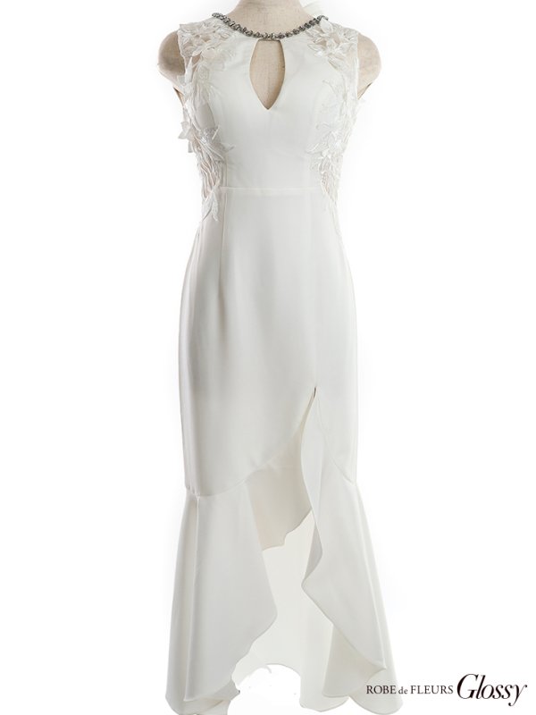 画像12: 【Glossy/グロッシー】マーメイド/ バストカット/ サイドフラワーレース/ ワンカラー/ ロングドレス/ キャバドレスlong[OF08] (12)