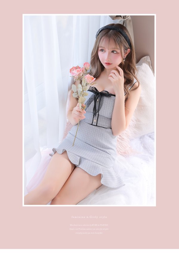 画像19: XS〜Lサイズあり【ROBE de FLEURS/ローブドフルール】 チュールリボン/ ツイード / ノースリーブ/ セットアップ/ ミニドレス/ キャバドレス[OF08] (19)
