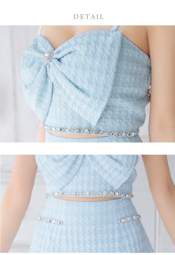 画像19: XSサイズあり【ROBE de FLEURS/ローブドフルール】フロントリボン/ セットアップ/ キャミソール/ ジャガード/ フレア/ ミニドレス/ キャバドレス[OF08] (19)